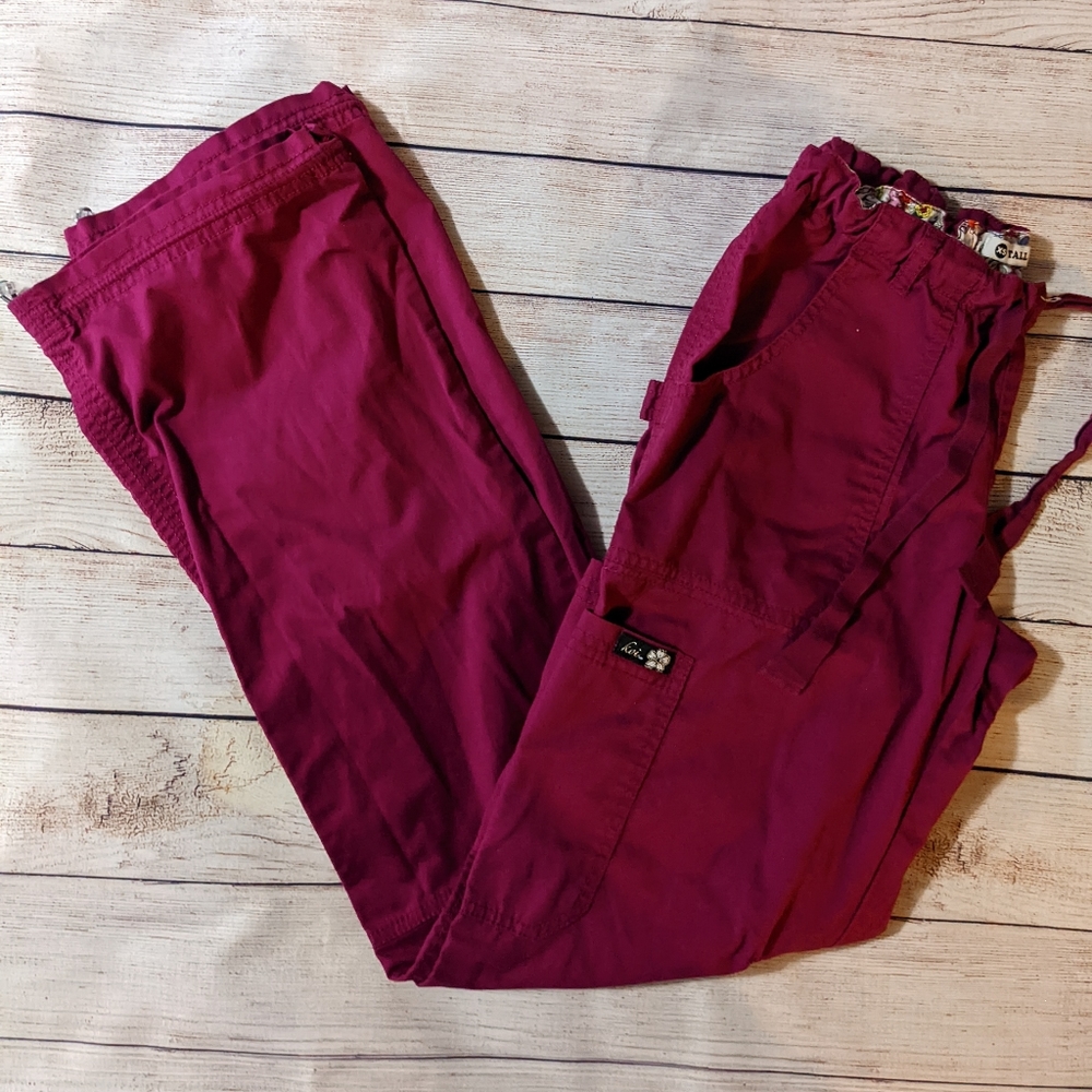 Koi Lindsey Cargo Scrub Pants, Women's XS Tall, Fuschia
